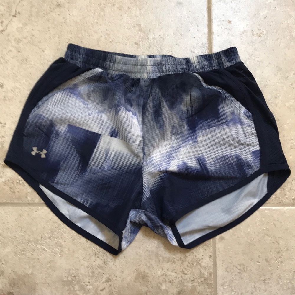 Navy Blue and White Under Armour Athletic Shorts